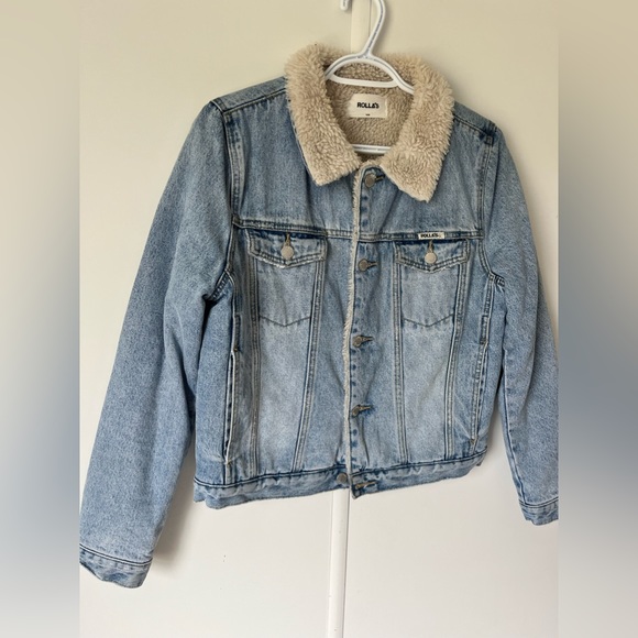 Stella Blue Light Wash Denim Sherpa Jacket - Picture 3 of 3